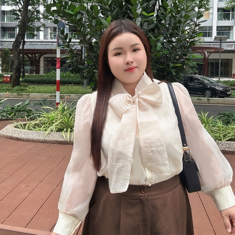 Áo Sơ Mi Nữ Bigsize Voan Tơ Hai Lớp Nơ Cổ Sang Trọng