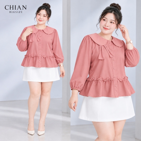 Áo sơ mi bigsize 60kg-100kg dáng babydoll tai thỏ dễ thương