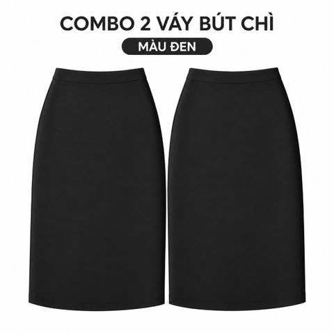 Combo 2 chân váy bút chì công sở bigsize 60kg - 100kg mặc đi làm, đi học đen