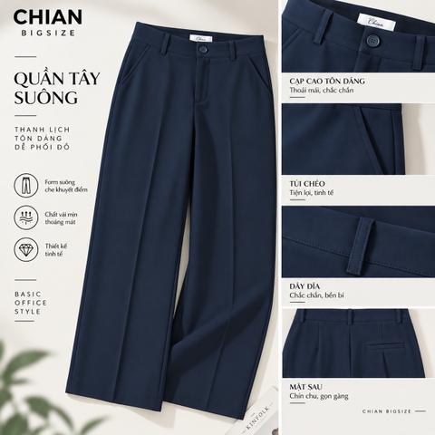 Quần tây bigsize 60kg - 100kg lưng cao ống đứng cao câp phù hợp mặc đi làm, đi học, đi chơi