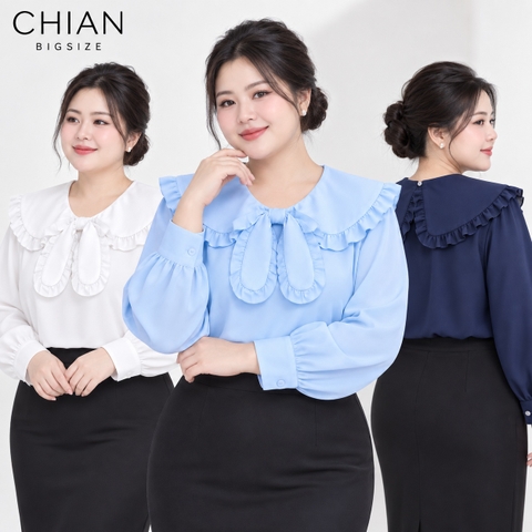Áo Sơ Mi Bigsize Nữ 60kg - 100kg Cổ Nơ Bèo Phù Hợp Mặc Đi Làm , Đi Học, Đi Chơi