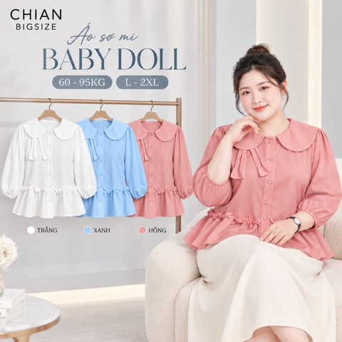 Áo sơ mi bigsize 60kg-100kg dáng babydoll tai thỏ dễ thương