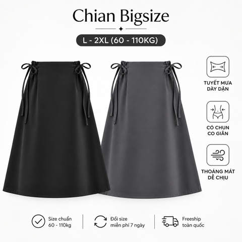 Chân Váy Bigsize Dáng Xòe A 60kg - 100kg Chất Tuyết Mưa Lót Lụa Co Giãn Nhẹ