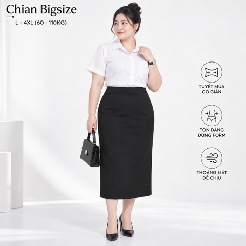 Chân Váy Công Sở Bút Chì Bigsize 60kg-100kg Nữ Chất Liệu Tuyết Mưa Co Giãn Nhẹ May 2 Lớp Dày Dặn