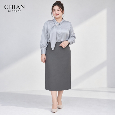 Áo sơ mi nữ bigsize size 60kg - 100kg kiểu dáng cổ lệch sang trọng thanh lịch