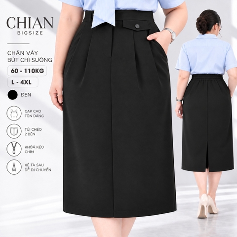 Chân váy công sở bigsize 60kg - 100kg dáng bút chì phía sau có lưng thun chất tuyết mưa 2 lớp có co giãn nhẹ