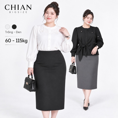 Áo sơ mi nữ bigsize 60kg - 100kg kiểu dáng cột eo thanh lịch phù hợp mặc đi làm đi chơi