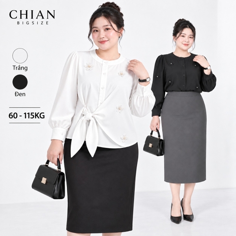 Áo sơ mi nữ bigsize 60kg - 100kg kiểu dáng cột eo thanh lịch phù hợp mặc đi làm đi chơi