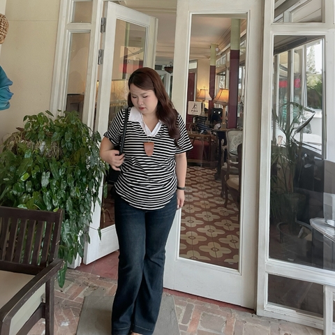 Áo thun sọc cổ trụ bigsize 60kg - 100kg phù hợp mặc đi làm, đi học đi chơi