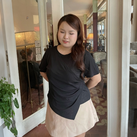 Áo thun bigsize nữ 60kg - 90kg kiểu dáng đắp chéo phù hợp mặc đi học, đi làm, đi chơi