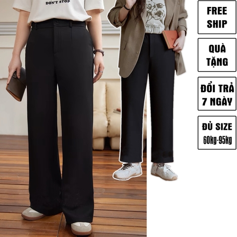 Quần Tây Ống Đứng Bigsize Nữ 60kg - 95kg  Chất Liệu Tuyết Mưa Co Giãn Nhẹ Có Túi