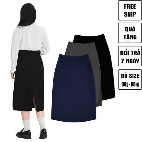 Chân Váy Công Sở Bút Chì Bigsize 60kg-100kg Nữ Chất Liệu Tuyết Mưa Co Giãn Nhẹ May 2 Lớp Dày Dặn