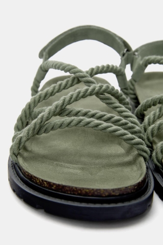 Giày sandals Pull&Bear chính hãng Cord khaki - Xanh rêu