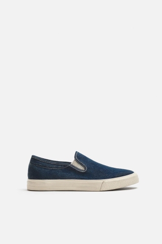 Giày lười Zara chính hãng Xanh Denim Plimsolls - Slip on blue