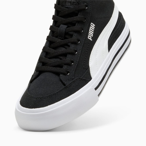 Giày thể thao sneaker chính hãng Puma Court Classic Vulcanized Formstrip Mid Top Black White - Đen trắng