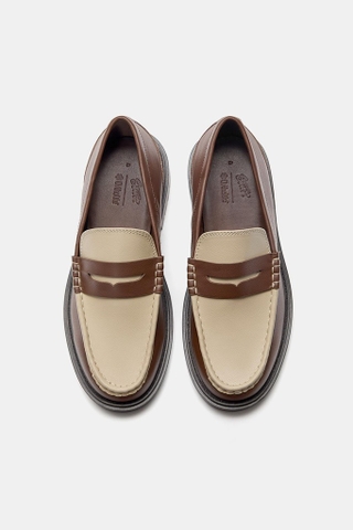 Giày Loafer Pull&Bear Chunky Contrast chính hãng - Nâu