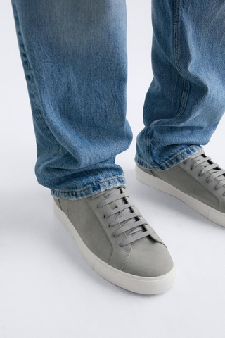Giày sneaker Zara chính hãng Grey White Classic - Xám Trắng Dáng cổ điển