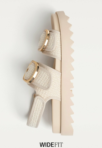 Giày Sandal Stradivarius chính hãng WIDE FIT WOMEN'S FLAT - Sandals - white