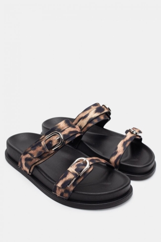 Dép Sandal Zara chính hãng Flat Buckles da beo