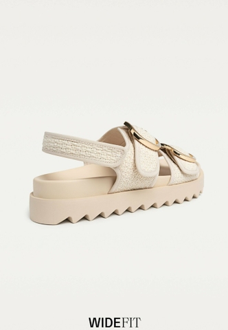 Giày Sandal Stradivarius chính hãng WIDE FIT WOMEN'S FLAT - Sandals - white
