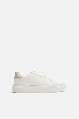 Giày sneaker Zara chính hãng Beige White Platform - Dáng đế dày Trắng kem