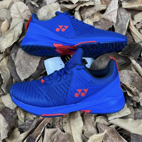 Giày Tennis Yonex chính hãng Power Cushion Sonicage 3 Clay Xanh Tím Đỏ - Shoes Navy Red - size 39.5
