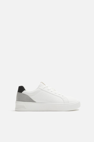 Giày sneaker Zara chính hãng White Platform - Dáng đế dày Trắng phối màu