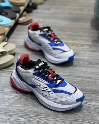Giày sneaker PUMA Velophasis x BMW Motorsport M Hybrid V8 Collection White Blue Red - Trắng xanh đỏ chính hãng - size 42