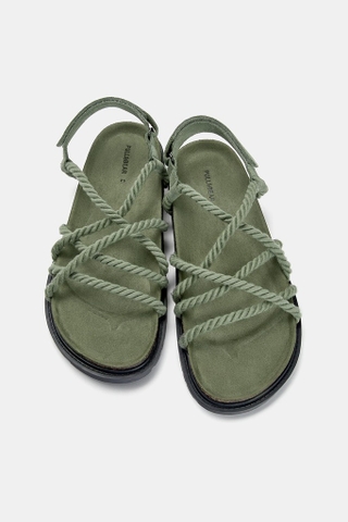 Giày sandals Pull&Bear chính hãng Cord khaki - Xanh rêu