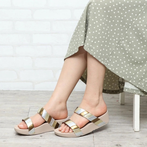 Dép quai ngang FitFlop chính hãng LOTTIE  Rainbow Patchwork Slides - 2 màu Vàng và Hồng - size 36 37 38 39 40
