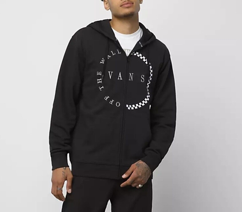 Áo khoác Hoodie Vans chính hãng Clockwise Full Zip Hoodie Black Cotton Sweatshirt Checkerboard VN000BN4BLK Đen