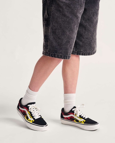 Giày Vans chính hãng Old Skool Premium Flame Black - Lửa Đen