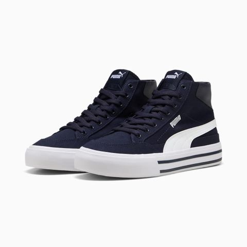 Giày thể thao sneaker chính hãng Puma Court Classic Vulcanized Formstrip Men's Mid Top Navy White - Xanh Navy