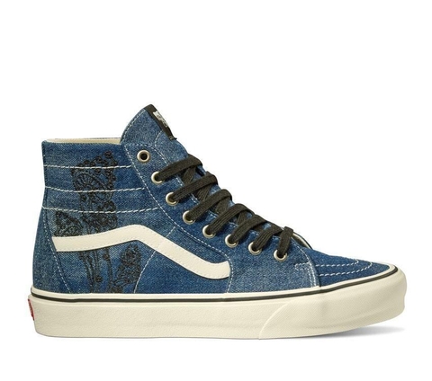 Giày Vans chính hãng Sk8-Hi Tapered Denim Embroidery Navy Blue & White