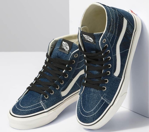 Giày Vans chính hãng Sk8-Hi Tapered Denim Embroidery Navy Blue & White
