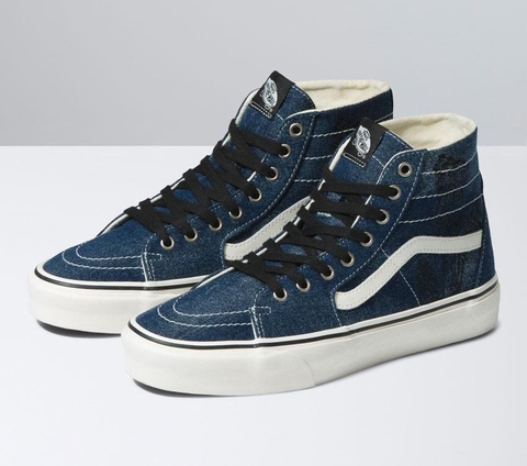 Giày Vans chính hãng Sk8-Hi Tapered Denim Embroidery Navy Blue & White