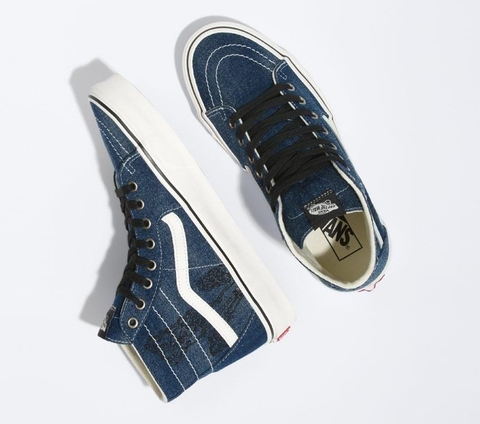 Giày Vans chính hãng Sk8-Hi Tapered Denim Embroidery Navy Blue & White