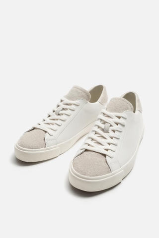Giày sneaker Zara ORIGINS Leather Beige chính hãng - Da thật - Be