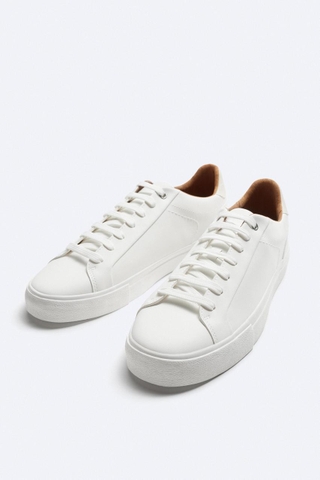 Giày sneaker Zara chính hãng All White Classic - Trắng Dáng cổ điển