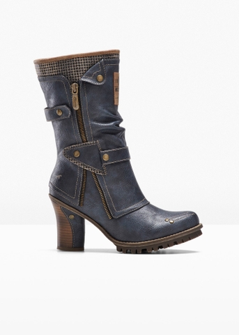 [ Hàng Auth - Full box ] Giày Boots chính hãng Mustang Faux Leather Cone Heeled Calf size 37