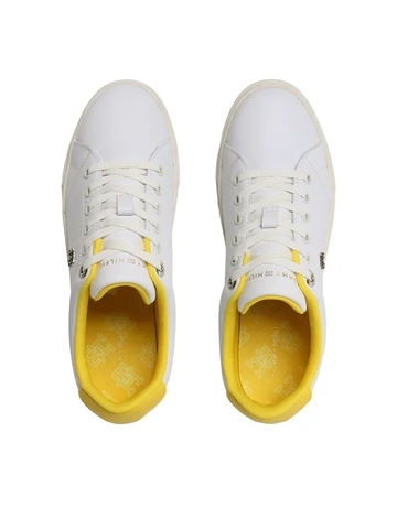 [ Hàng Auth ] Giày hàng hiệu Tommy Hilfiger Elevated Essential Leather Monogram Court Yellow White - Trắng vàng