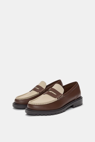Giày Loafer Pull&Bear Chunky Contrast chính hãng - Nâu