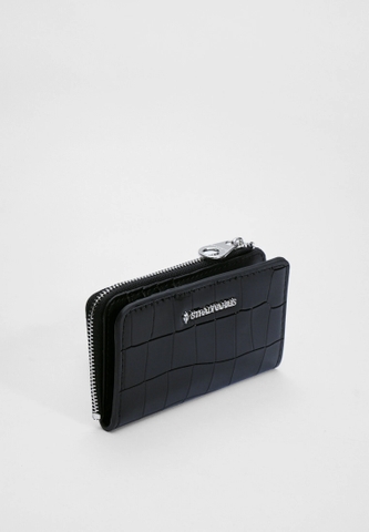 Ví Stradivarius Mock croc card holder chính hãng - Đen
