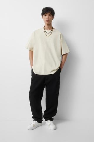 Giày Pull&Bear chính hãng Authentic Basic Casual Trainer Beige White - Trắng be