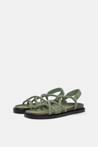 Giày sandals Pull&Bear chính hãng Cord khaki - Xanh rêu