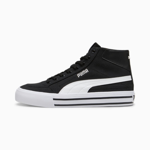 Giày thể thao sneaker chính hãng Puma Court Classic Vulcanized Formstrip Mid Top Black White - Đen trắng
