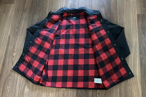 Áo khoác gió Vans chính hãng 2 lớp Đen - Ca rô đen đỏ