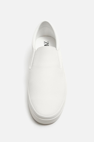 Giày sneaker slip on Zara chính hãng All White Classic - Trắng Dáng cổ điển