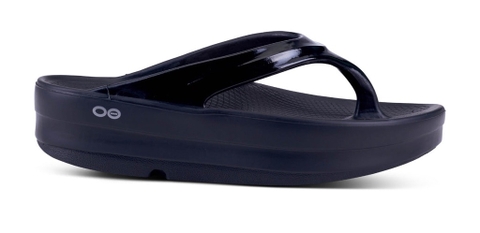 Dép phục hồi sức khoẻ chính hãng OOFOS Healthy Platform Black Sandal - Đen đế cao