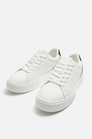 Giày sneaker Zara chính hãng White Platform - Dáng đế dày Trắng phối màu